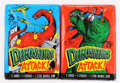 vintage  topps dinosaurs attack trading cards  packs wax pack