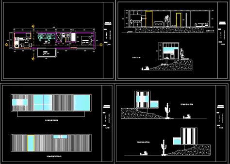 recycled ocean container housing dwg plan  autocad designs cad