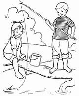 Coloring Fishing Pages Summertime Kids sketch template