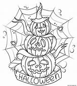 Coloring Pages Scary Pumpkins Web Spiders Pumpkin Printable Pile Print Book sketch template