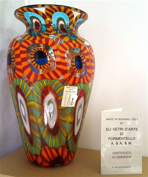 Murano~italy~eli Vetri D Arte~formentello~murrine~art Glass Vase~7 75 H