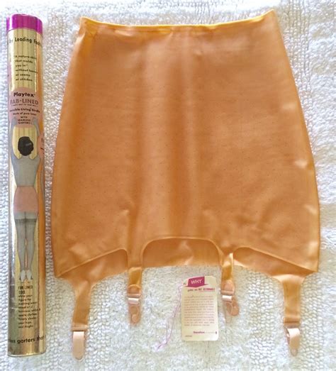 vintage playtex fab lined open bottom girdle with garters orig tags and container playtex girdle