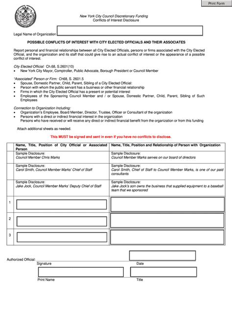 nyc conflict  interest disclosure form airslate signnow