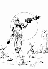 Clone Trooper Wars Commando Colouring sketch template