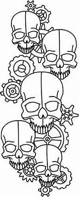 Coloring Skull Pages Embroidery Skulls Urban Clockwork Threads Steampunk Urbanthreads Designs Patterns Leather Paper Tooling Pattern Cross Carving Colouring Stitch sketch template