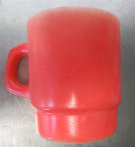 vintage anchor hocking glass stacking coffee cup mug red