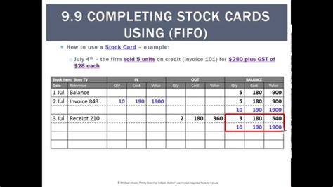 completing stock cards  fifo youtube