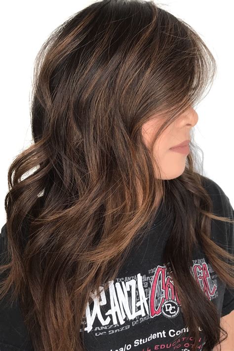 Brown Balayage Warm Brown Tones Long Hair Balayage