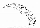 Karambit Draw Drawing Knife Counter Strike Template Coloring Pages Step Sketch Tutorial sketch template