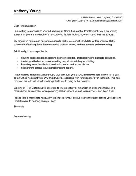 professional office assistant cover letter examples