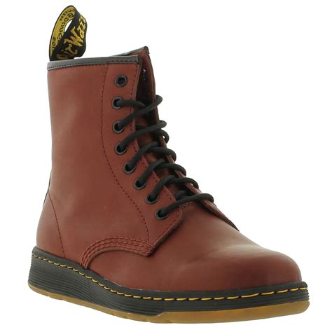 dr martens newton lite unisex   eye black red leather boots size   ebay
