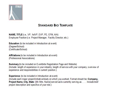 standard bio template biography template good essay resume template