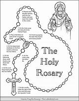 Rosary Coloring Pray Mary Pages Worksheets Lady Printable Kids Catholic Beads Color Drawing Print Guadalupe Mother Thecatholickid Bead Holy Jesus sketch template