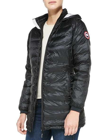 Canada Goose Camp Hooded Midlength Puffer Jacket In Black