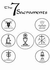 Sacraments Seven Catholic Symbols Sacrament Coloring Holy Clipart Eucharist Catechism Baptism Pages Church Rituals Ceremonies Reconciliation Teaching Marriage Signs Kids sketch template
