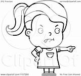 Angrily Pointing Clipart Girl Cartoon Cory Thoman Outlined Coloring Vector Clip Royalty Protected Collc0121 Clipartof sketch template