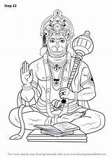 Hanuman Drawing Draw Lord Sketch Step Coloring Drawings Make Print Drawingtutorials101 Sketches Hinduism Pages Painting Gada Tutorials Learn Shiva Mandala sketch template