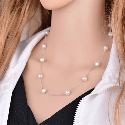 jewelry fashion chunky statement necklace imitation pearl necklace