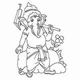 Ganesha Coloring Pages Lord Cute Little Mouse sketch template