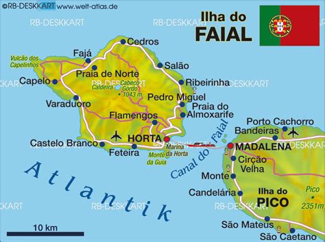 map  faial azores island  portugal  azores welt atlasde