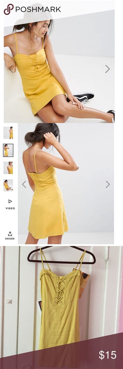 bershka lattice front yellow dress bershka dresses yellow dress