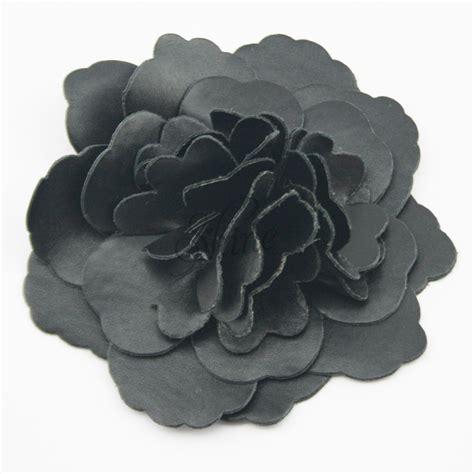 leather flower black shine trimmings fabrics