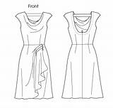 Cowl Mccall Dress Drawing Neck Template Sketch Patterns Sewing Misses sketch template