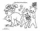 Kittens Coloring Curious Playing Insects sketch template