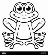 Frog Outline Cartoon Cute Alamy Coloring Character Illustration sketch template