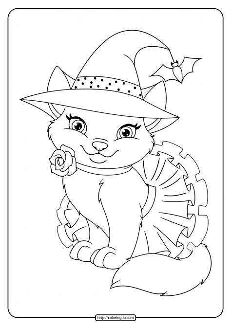 printable cute halloween cat coloring pages