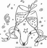 Silvester Capodanno Toast Ausmalen Champagne Malvorlage Cenone Feste Festivita Pergamano Verob Ano Albergo Kerstmis Kleuren Neujahr Kleurplaten Digi Pintar Parchment sketch template