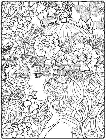 printable coloring pages  girls flowers