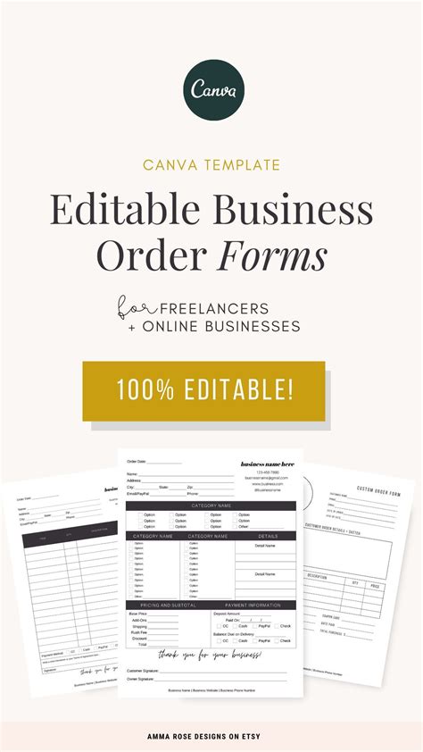 editable order forms order fill  form order form etsy small