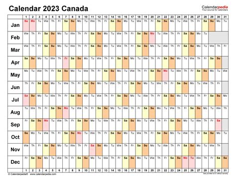 calendar  canada printable   calendar  update