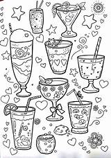 Coloring Pages Adult Colouring Food Book Ausmalbilder Books Kids Doodles Drink Drinks Printable Color Outline Summer Sheets Kawaii Drawings Desenhos sketch template