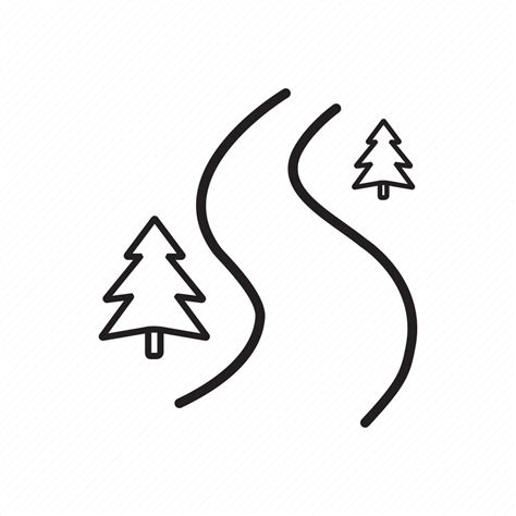 forest path pathway road route trees  icon
