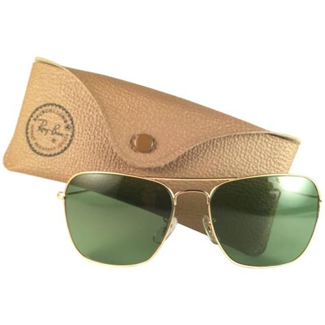 vintage ray ban caravan gold mm rb green lenses  bl sunglasses  stdibs