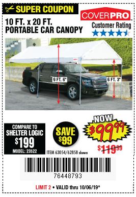 buy  coverpro  ft   ft portable car canopy   harbor freight coupons