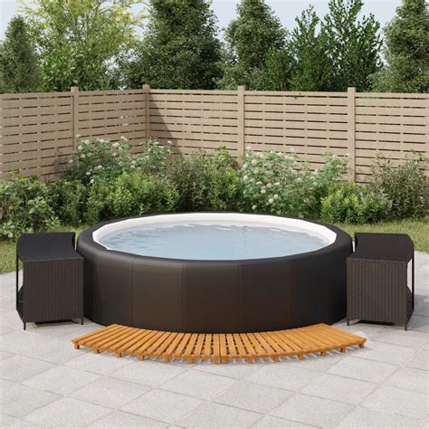 vidaxl hot tub surround black poly rattan  solid wood acacia wayfair