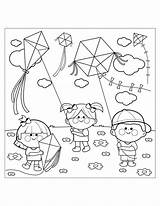 Jugando Kites Cometas Flying Kite Fly Primarygames sketch template