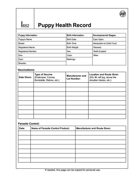 printable puppy health records template business psd excel word