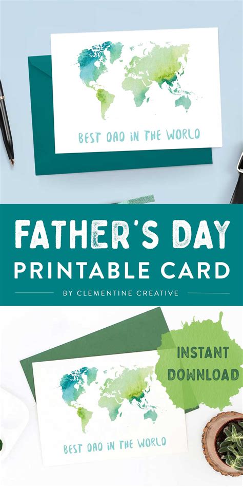 printable fathers day card  dad   world