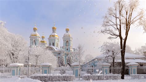 snow covered church  fence  russia saint petersburg  winter hd travel wallpapers
