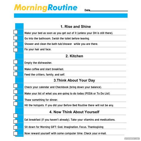 printable flylady daily routine printable templates