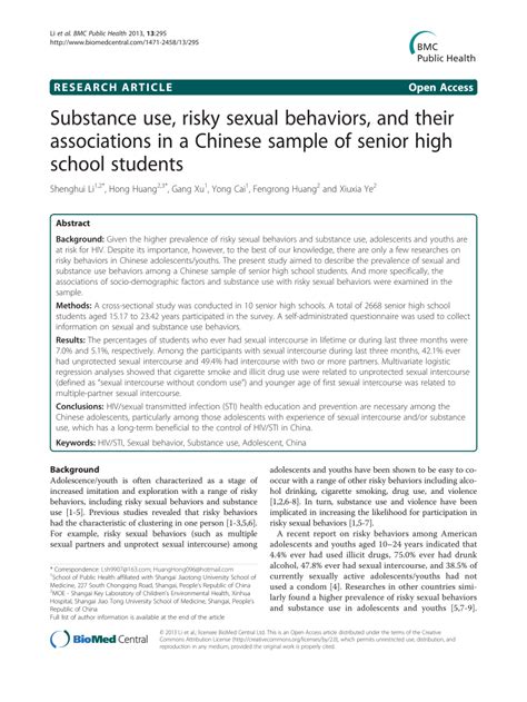 pdf substance use risky sexual behaviors and their associations in