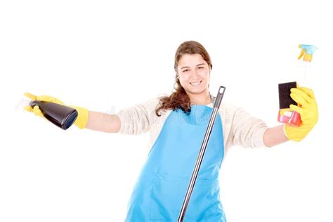 cleaning lady stock photo image  isolated female