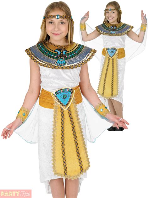 Girls Egyptian Costume Queen Cleopatra Fancy Dress Toga