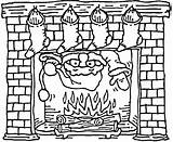 Lareira Kamin Weihnachtsmann Fireplace Drawing Chimney Kommt Ausmalbilder sketch template