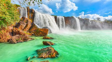 desktop hintergrundbilder vietnam dry nur waterfall natur