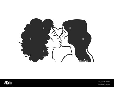 Lesbians Kissing Stock Vector Images Alamy